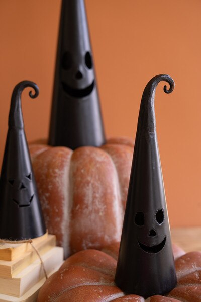 Set Of Four Halloween Hat Jack O Lanterns