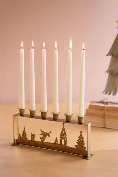 Antique Gold Table Top Christmas Taper Candelabra