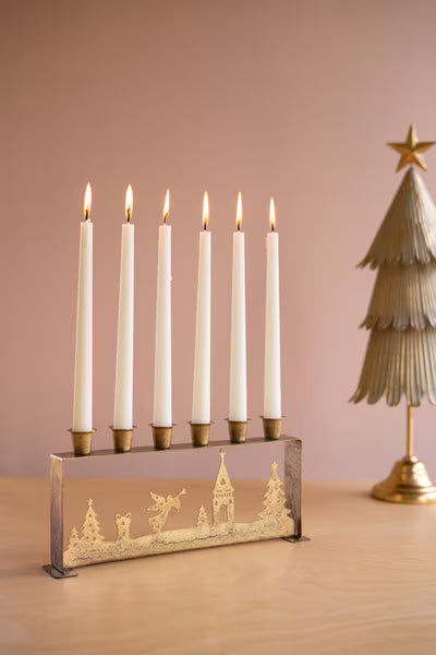 Antique Gold Table Top Christmas Taper Candelabra