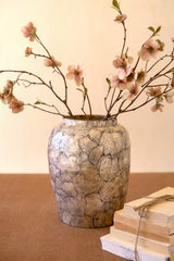 Spun Bamboo Vase With Capiz Shell Detail #9 (Case Pack)