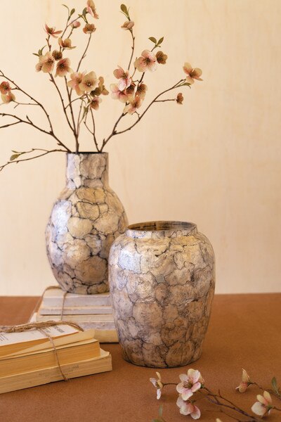 Spun Bamboo Vase With Capiz Shell Detail #9 (Case Pack)