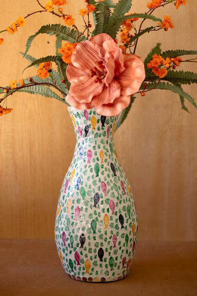 Spun Bamboo Vase With Capiz Shell Detail #10