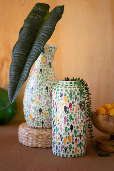 Spun Bamboo Vase With Capiz Shell Detail #11