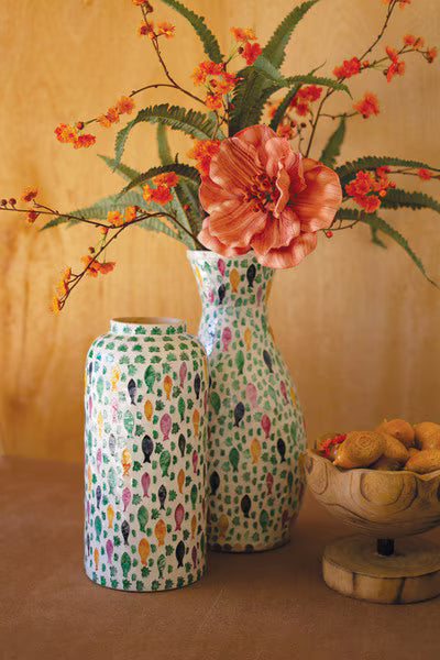 Spun Bamboo Vase With Capiz Shell Detail #11
